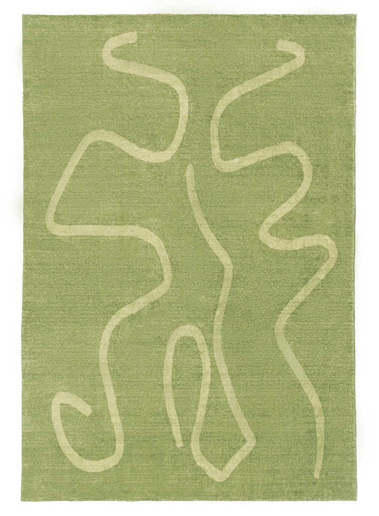 Odessa Green and Light Green Abstract Washable Rug