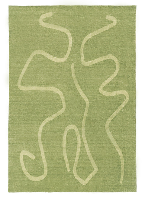 Odessa Green and Light Green Abstract Washable Rug