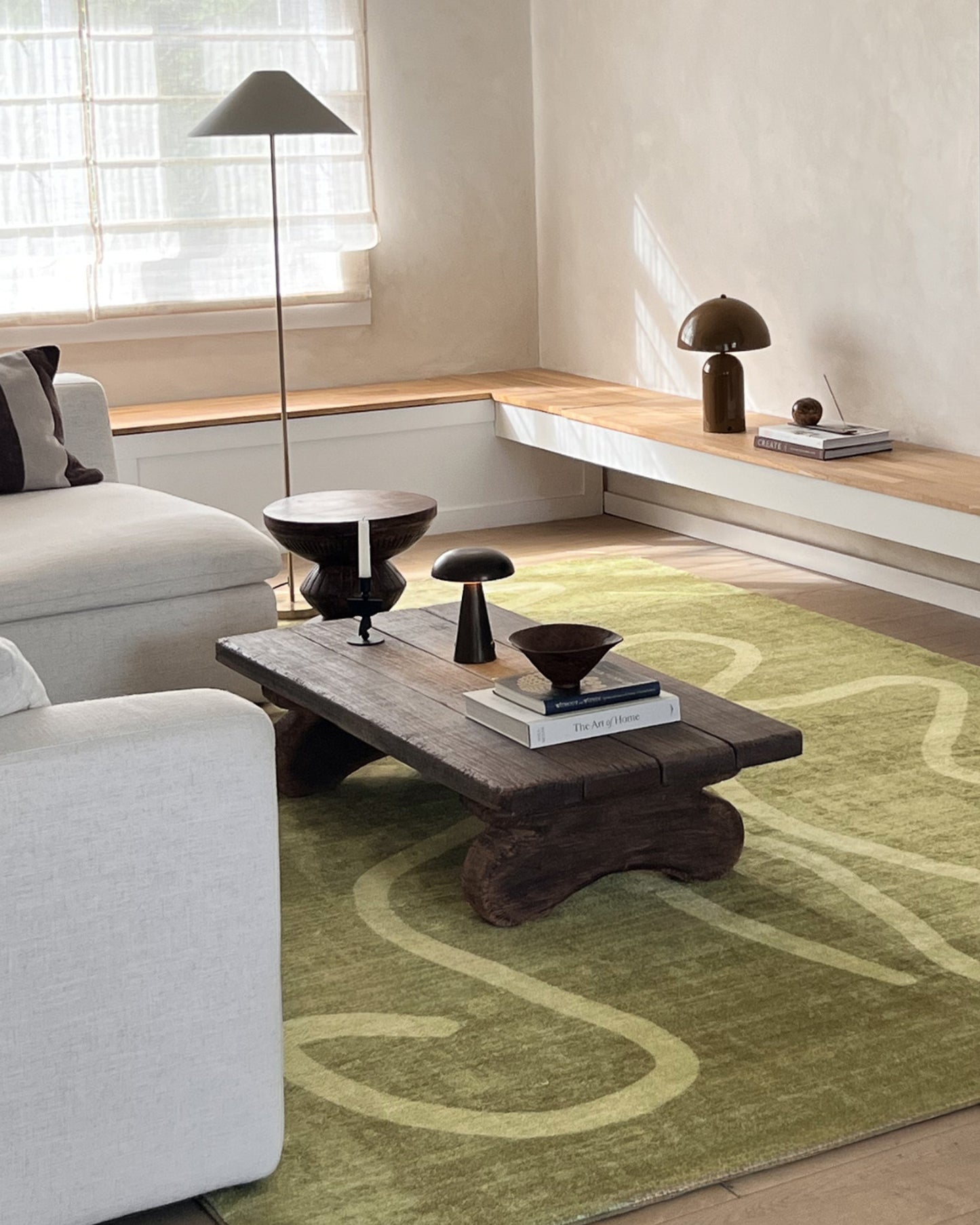 Odessa Green and Light Green Abstract Washable Rug