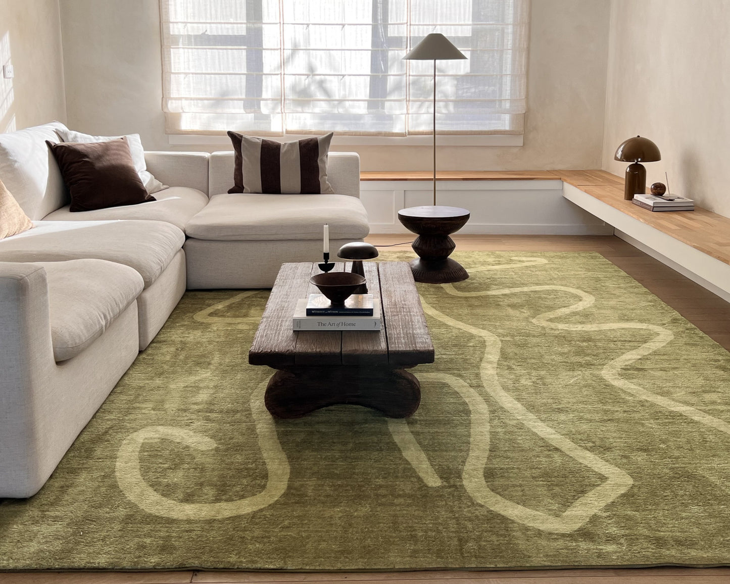Odessa Green and Light Green Abstract Washable Rug
