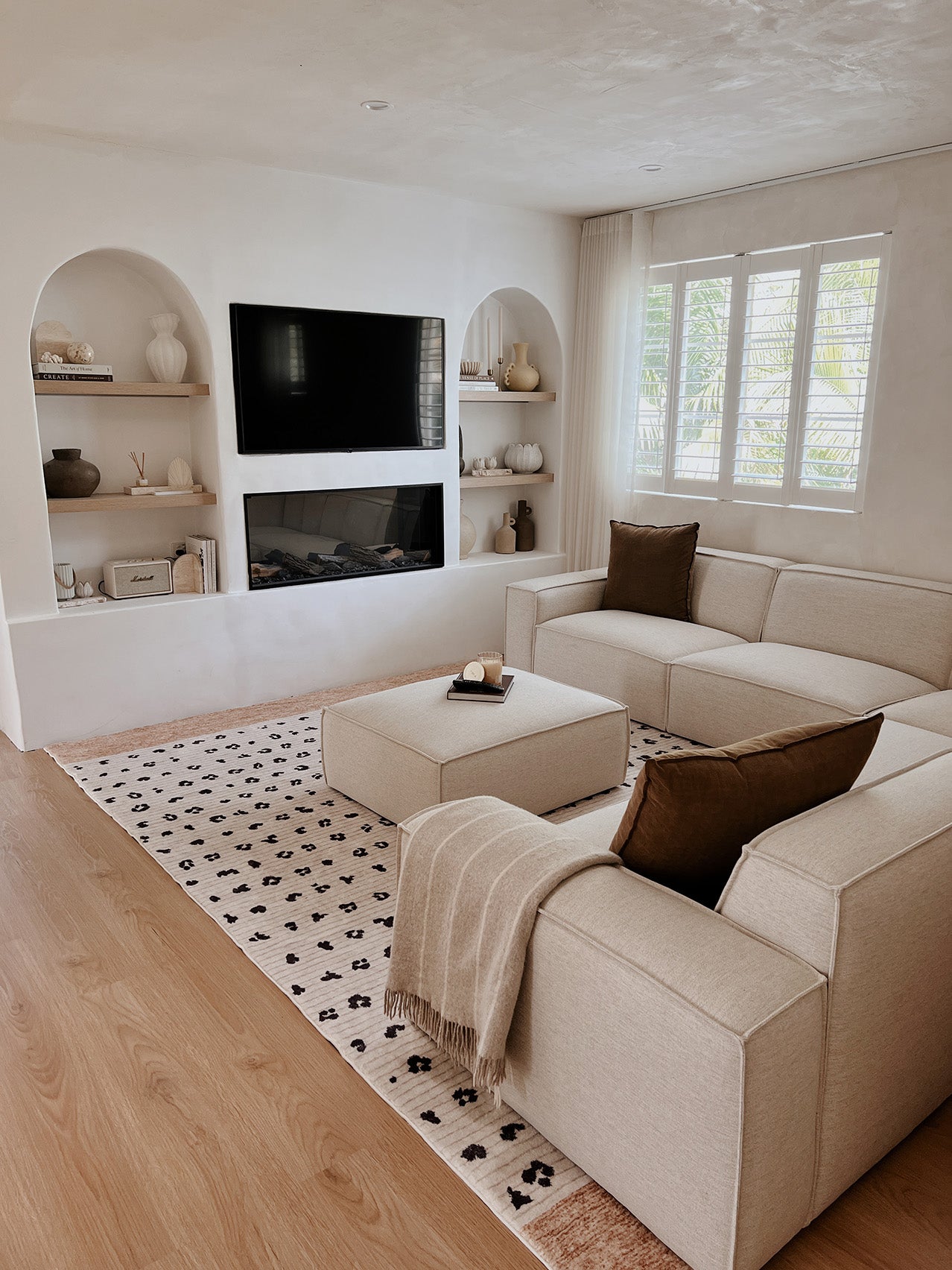 Odette Beige Brown Animal Print Washable Rug