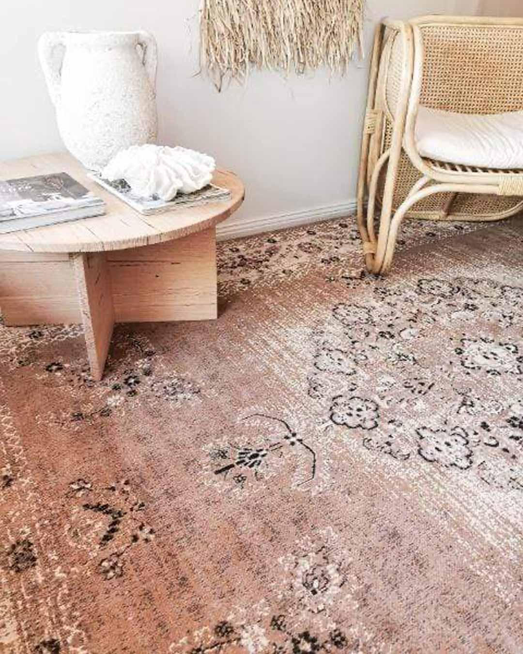 Olive Caramel Brown Traditional Medallion Rug