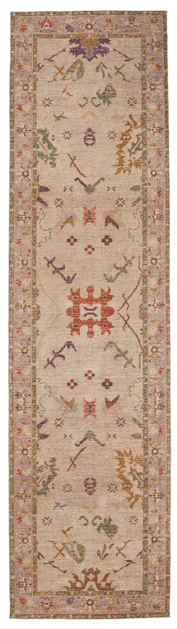 Olivia Boho Beige Purple and Coral Runner Rug