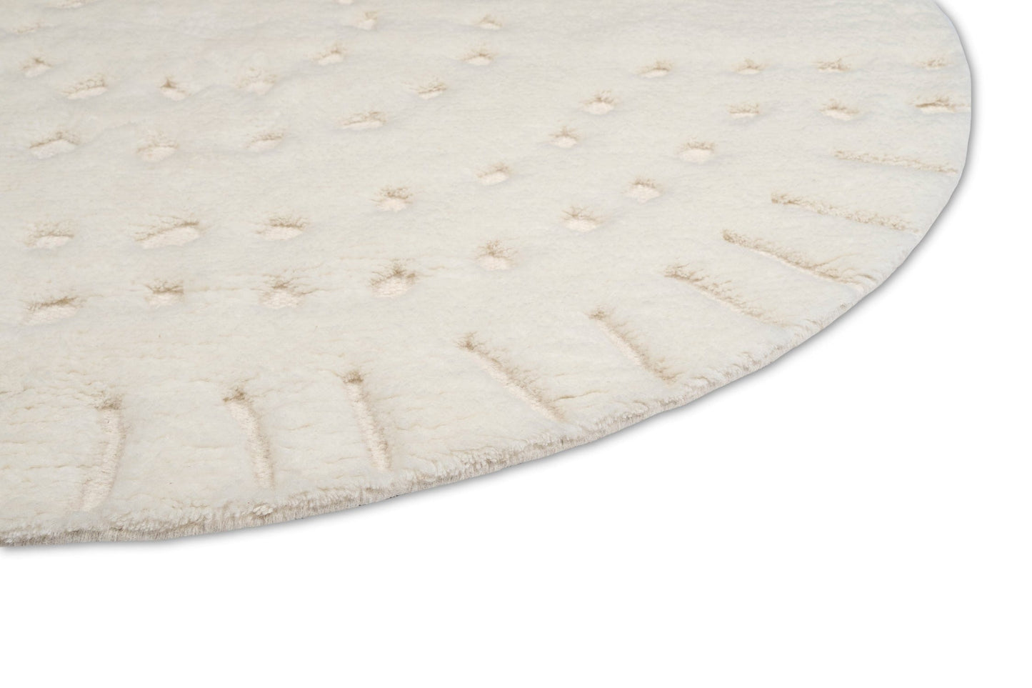 Omega Ivory Abstract Tribal Round Rug