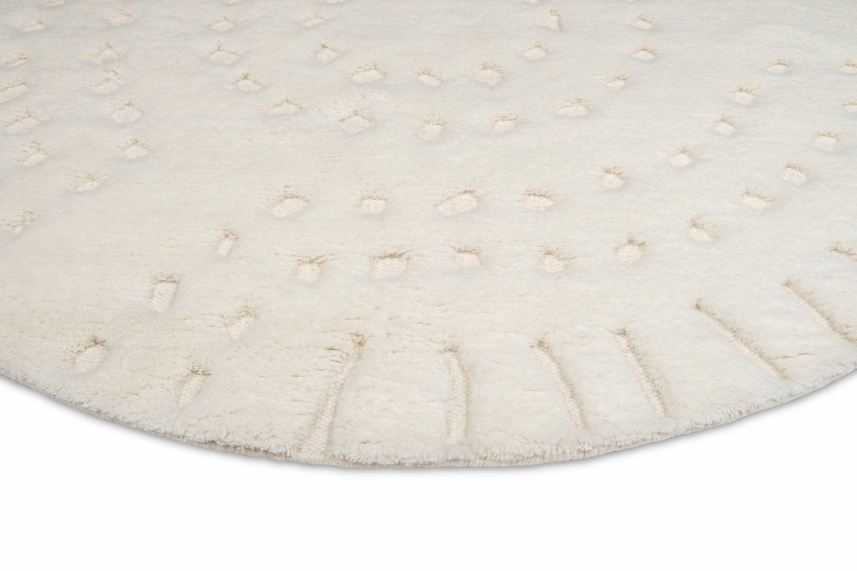 Omega Ivory Abstract Tribal Round Rug