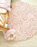Paloma Peach and Ivory Tribal Patterned Round Rug