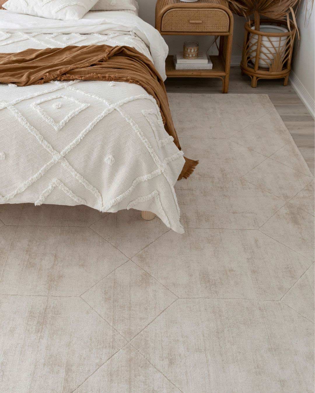 Parker Beige and Ivory Geometric Viscose Rug
