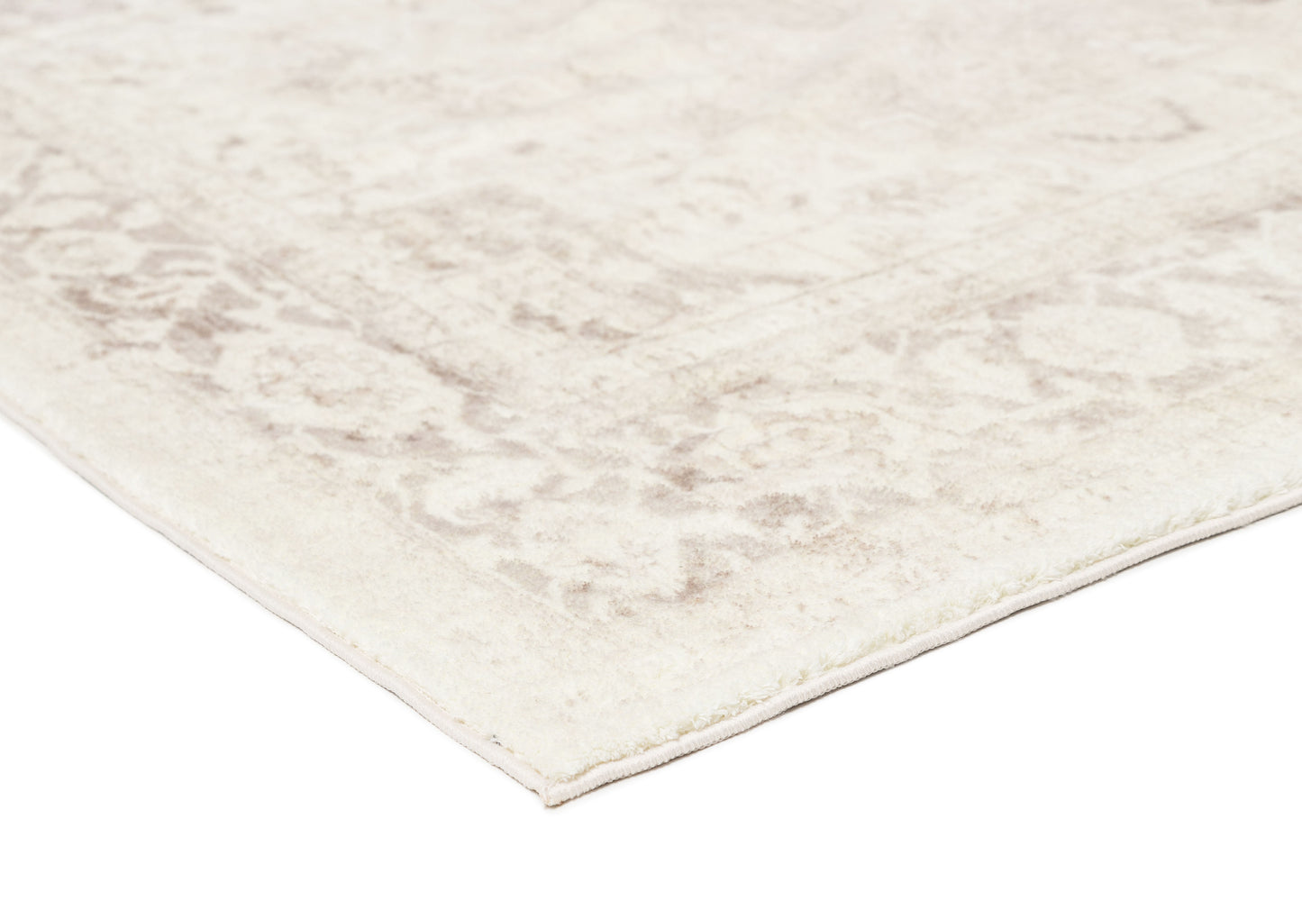 Patina Cream and Beige Distressed Washable Rug