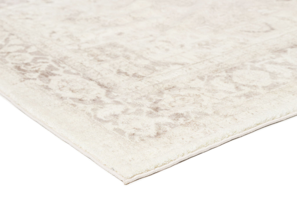 Patina Cream and Beige Distressed Washable Rug