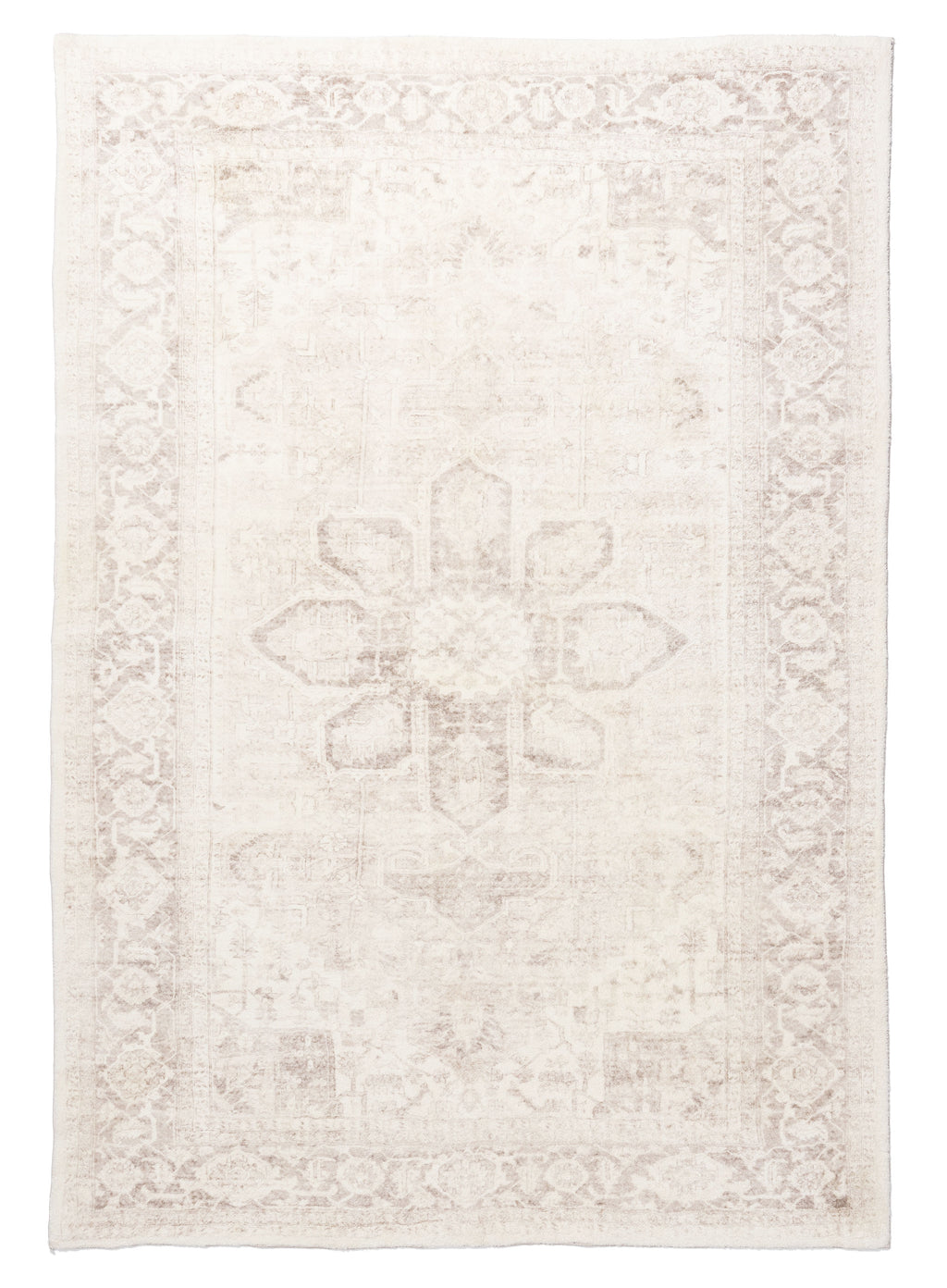 Patina Cream and Beige Distressed Washable Rug