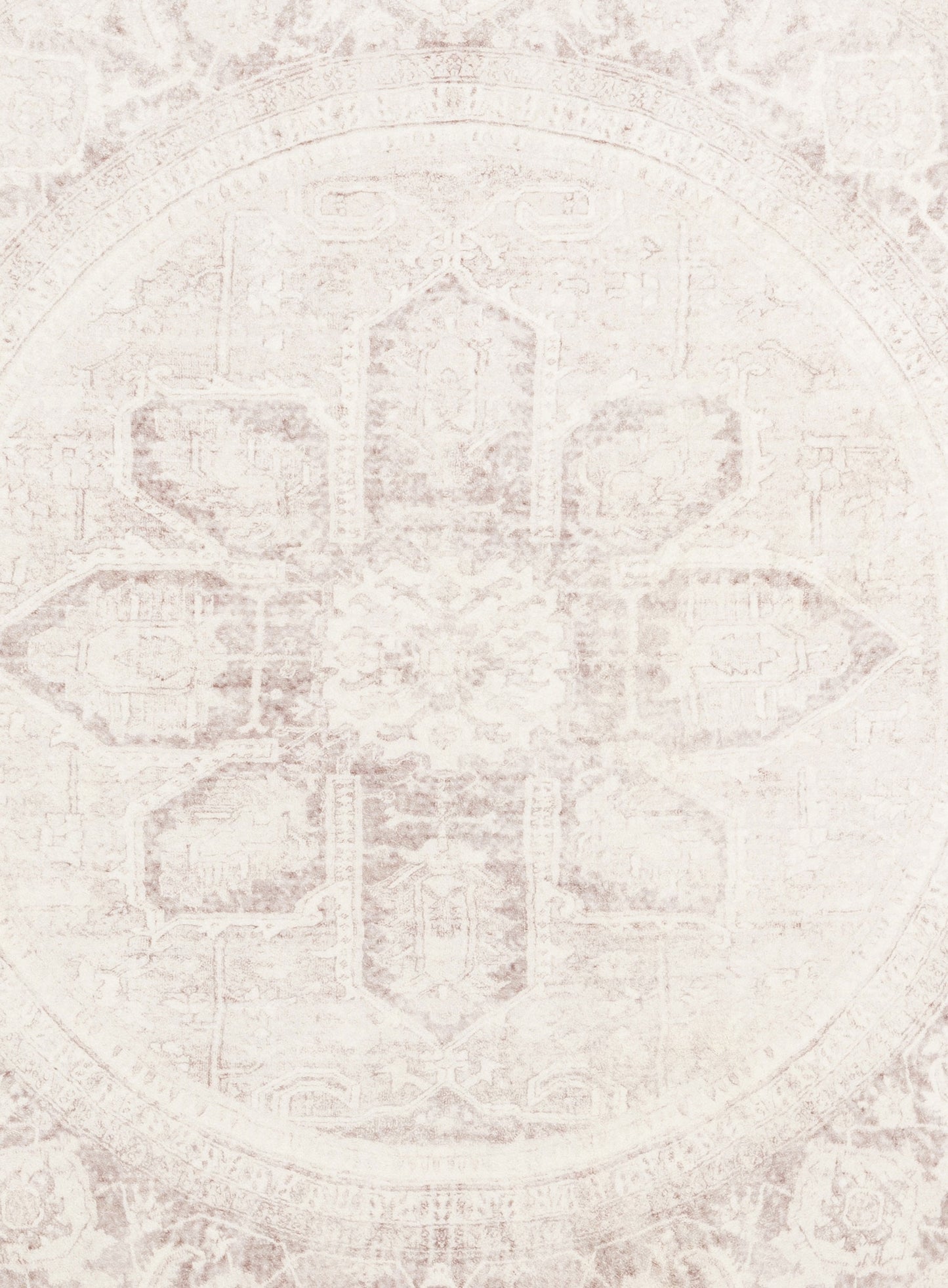 Patina Cream and Beige Distressed Washable Round Rug