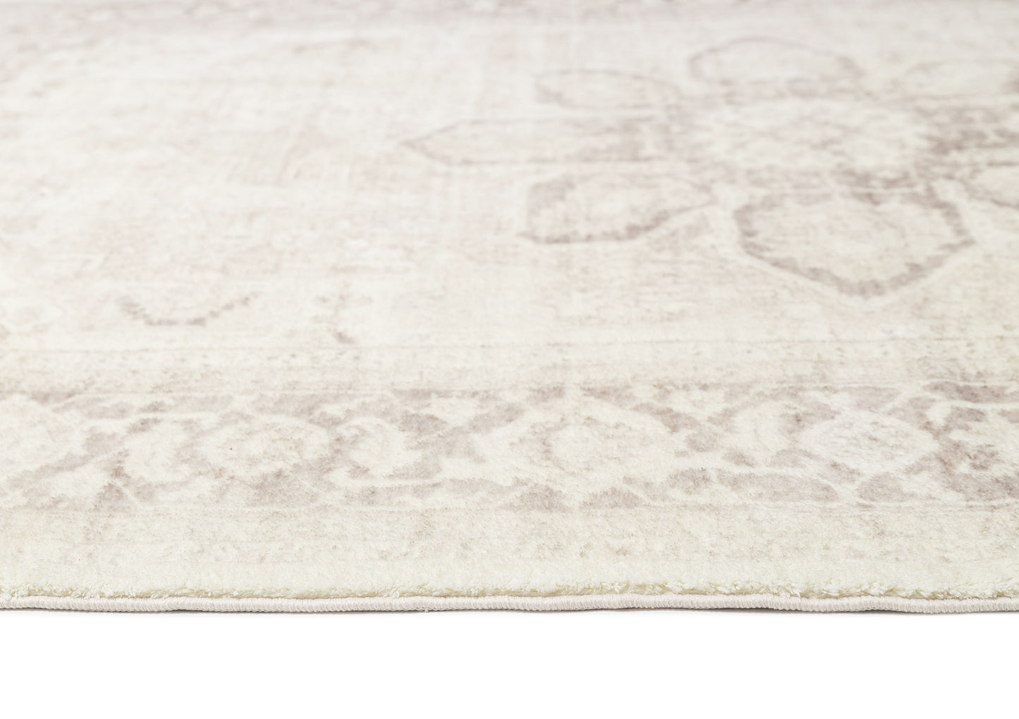 Patina Cream and Beige Distressed Washable Rug