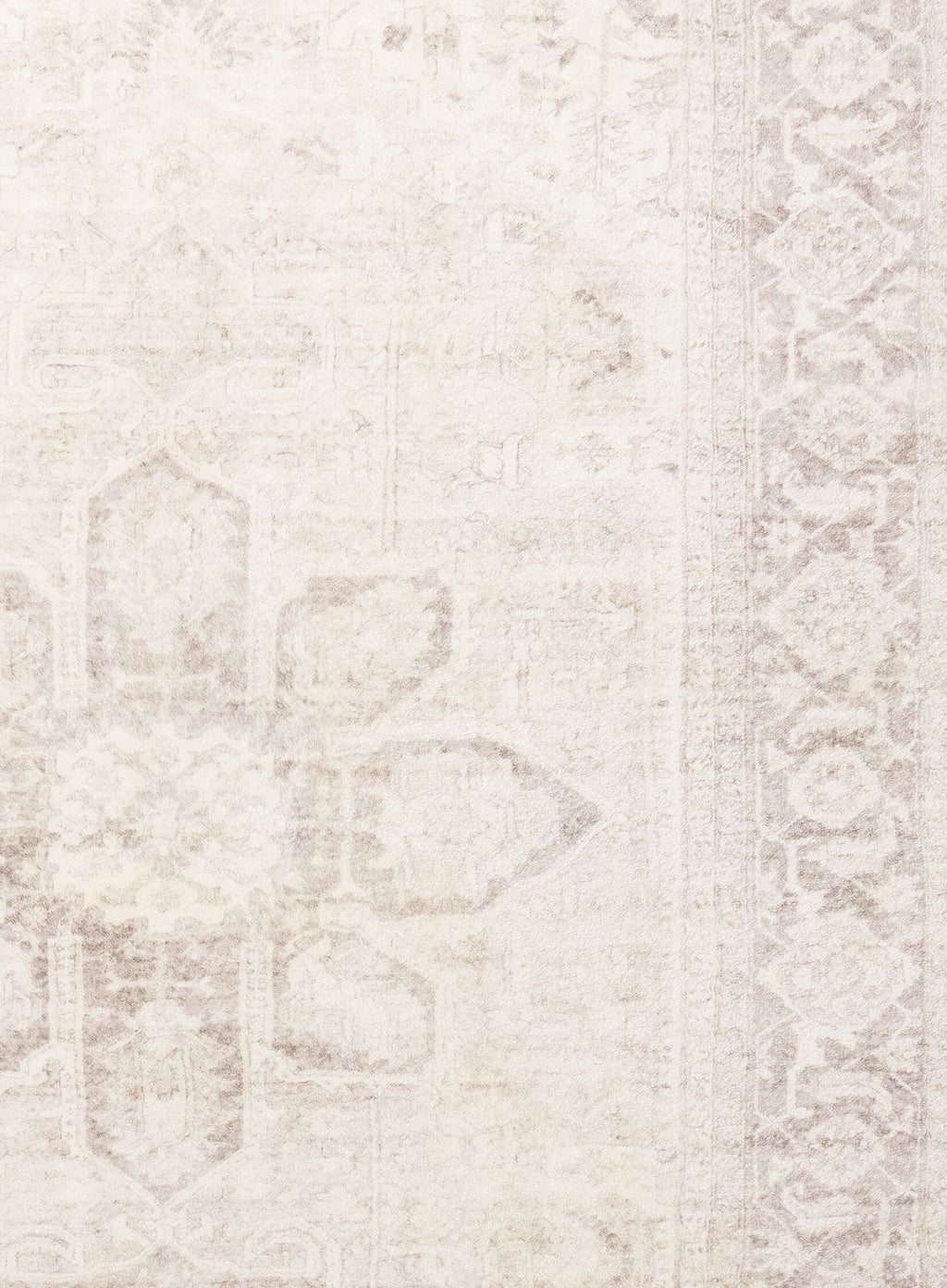 Patina Cream and Beige Distressed Washable Rug