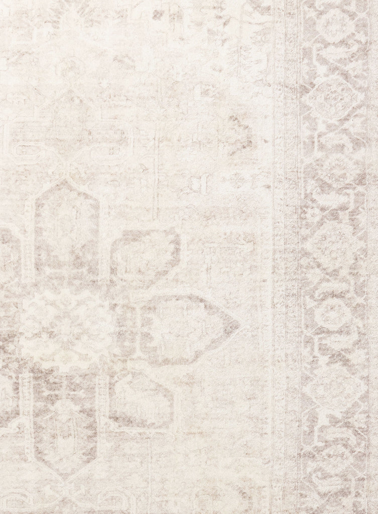 Patina Cream and Beige Distressed Washable Rug