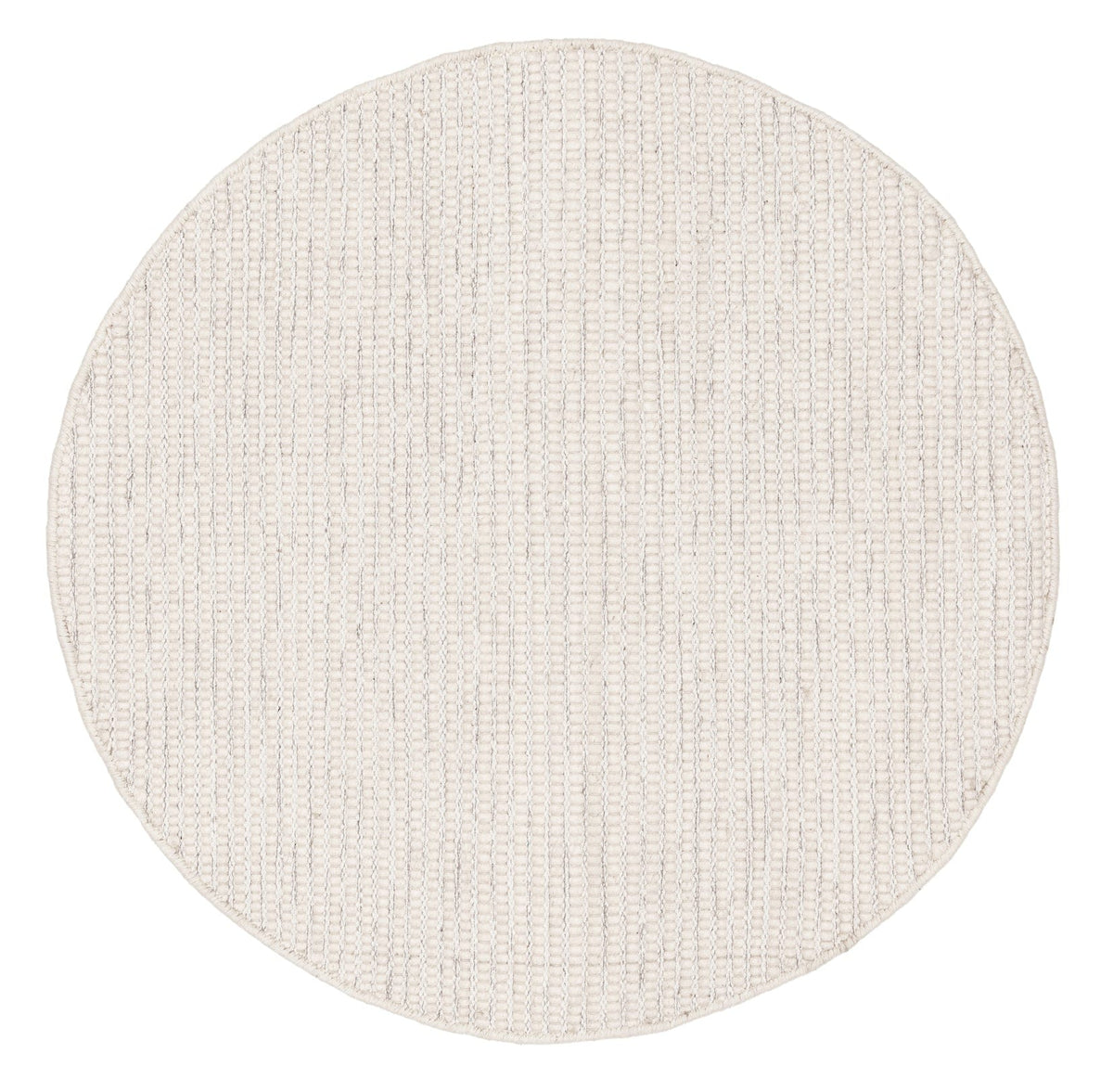 Pella Cream and Grey Textured Flatweave Round Rug