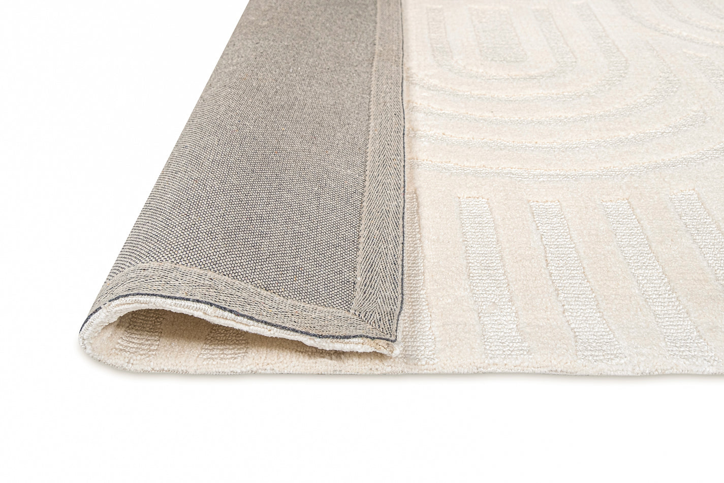 Penelope Ivory Cream Textured Rainbow Rug