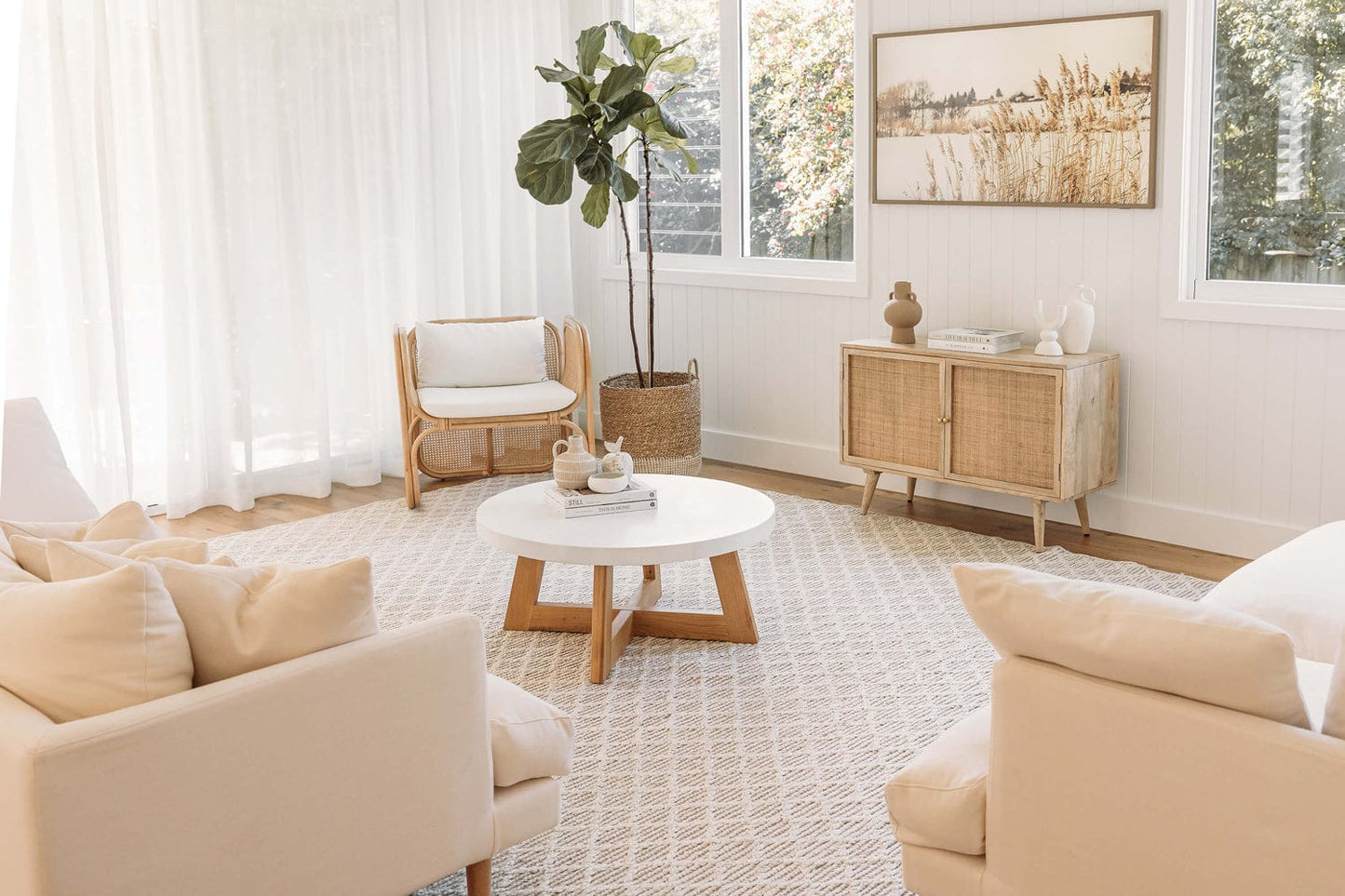 Piper Diamond Bleached Jute Rug