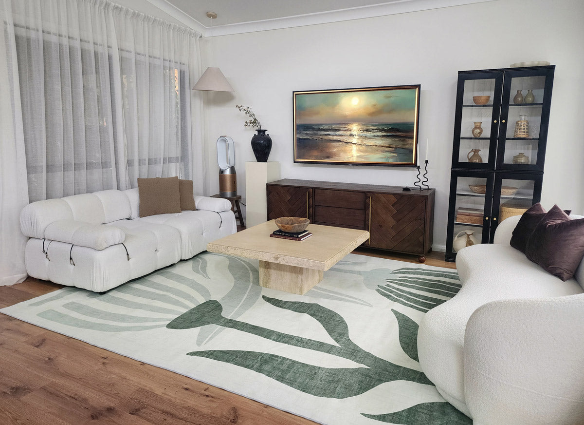 Quella Green Botanical Washable Rug