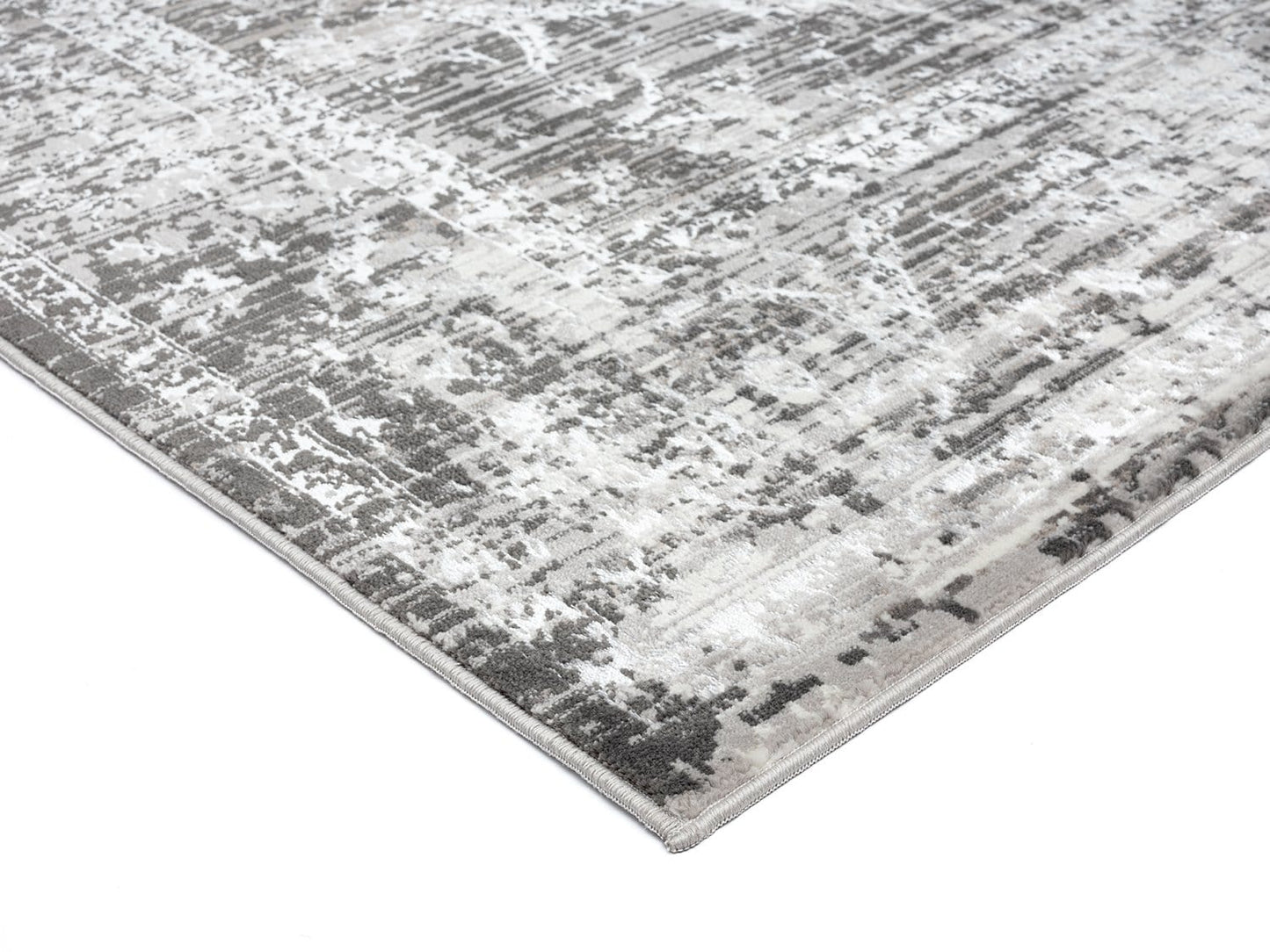 Raina Charcoal Grey And Ivory Traditional Distressed Runner Rug