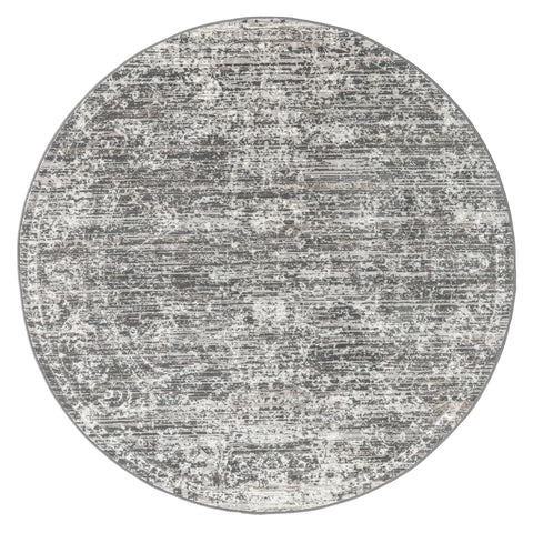 Raina Charcoal Grey And Ivory Traditional Distressed Round Rug *NO RETURNS UNLESS FAULTY