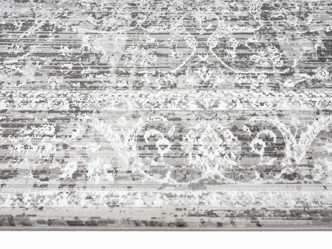 Raina Charcoal Grey And Ivory Traditional Distressed Runner Rug