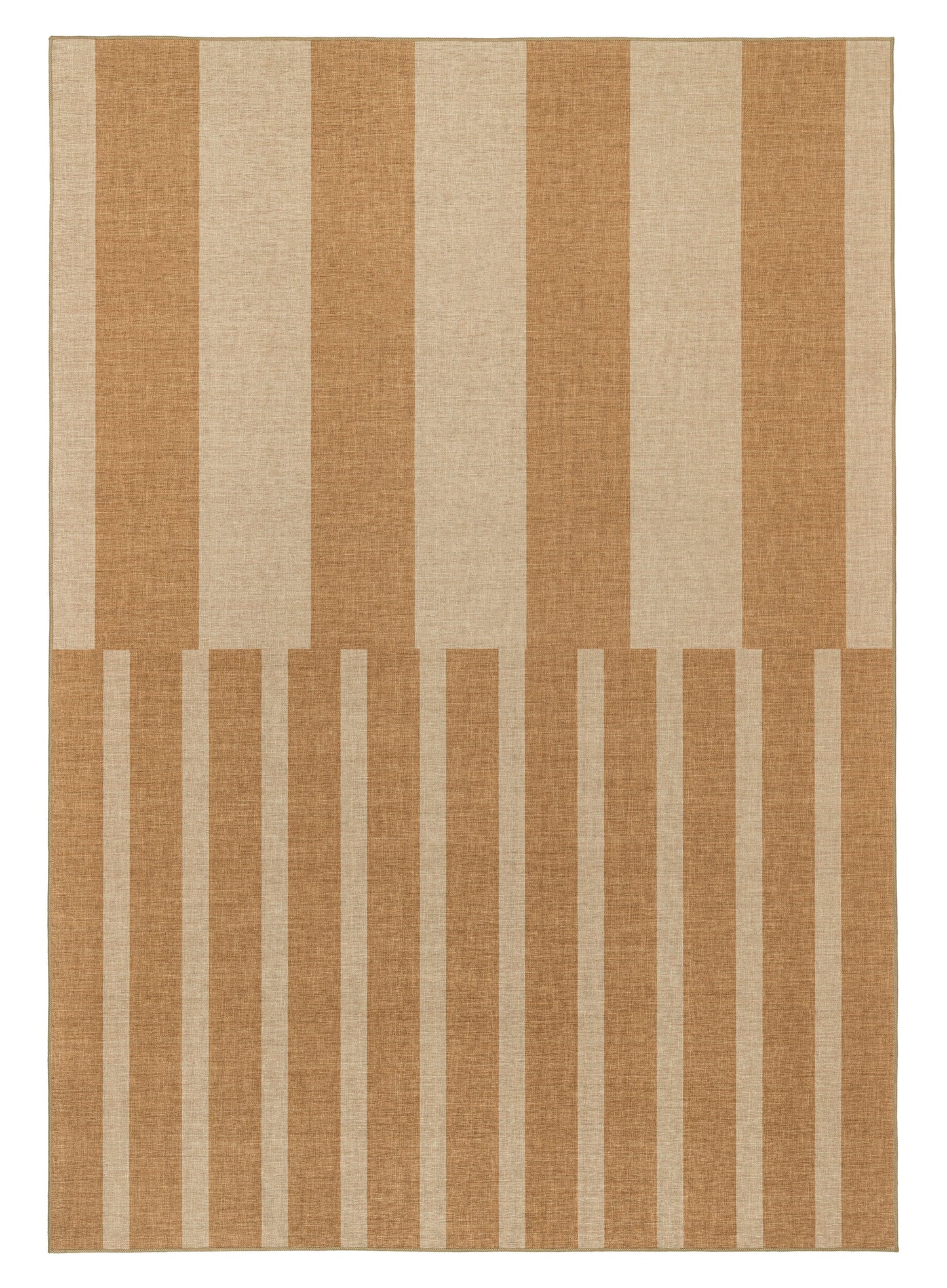Ravello Warm Beige and Golden Sand Striped Indoor Outdoor Rug