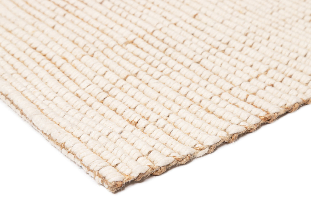 Reema Ivory Cream Jute and Wool Textured Rug