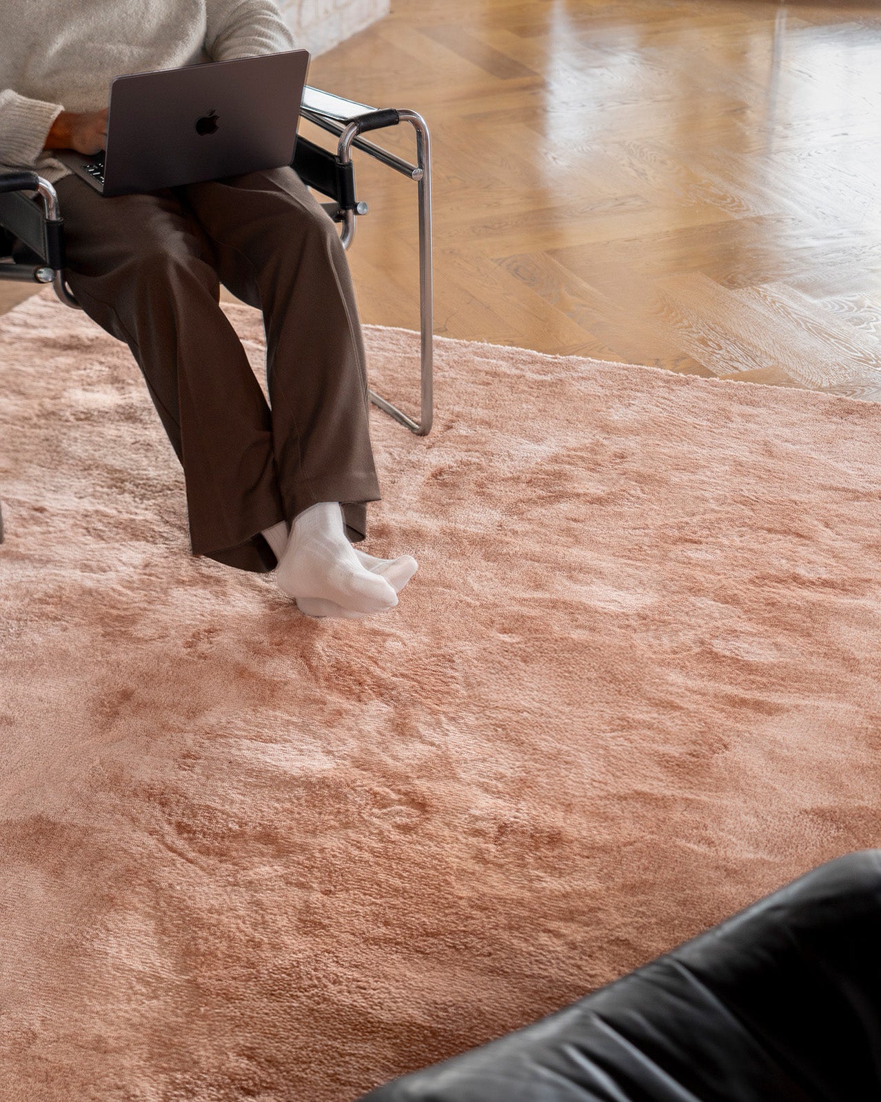 Reese Warm Peach Shag Rug