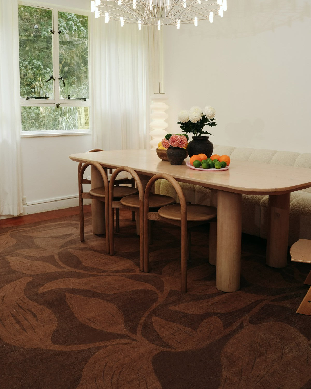 Rhea Brown Botanical Washable Rug