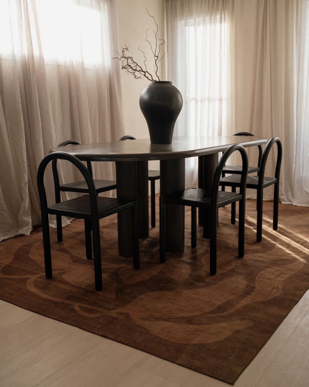 Rhea Brown Botanical Washable Rug