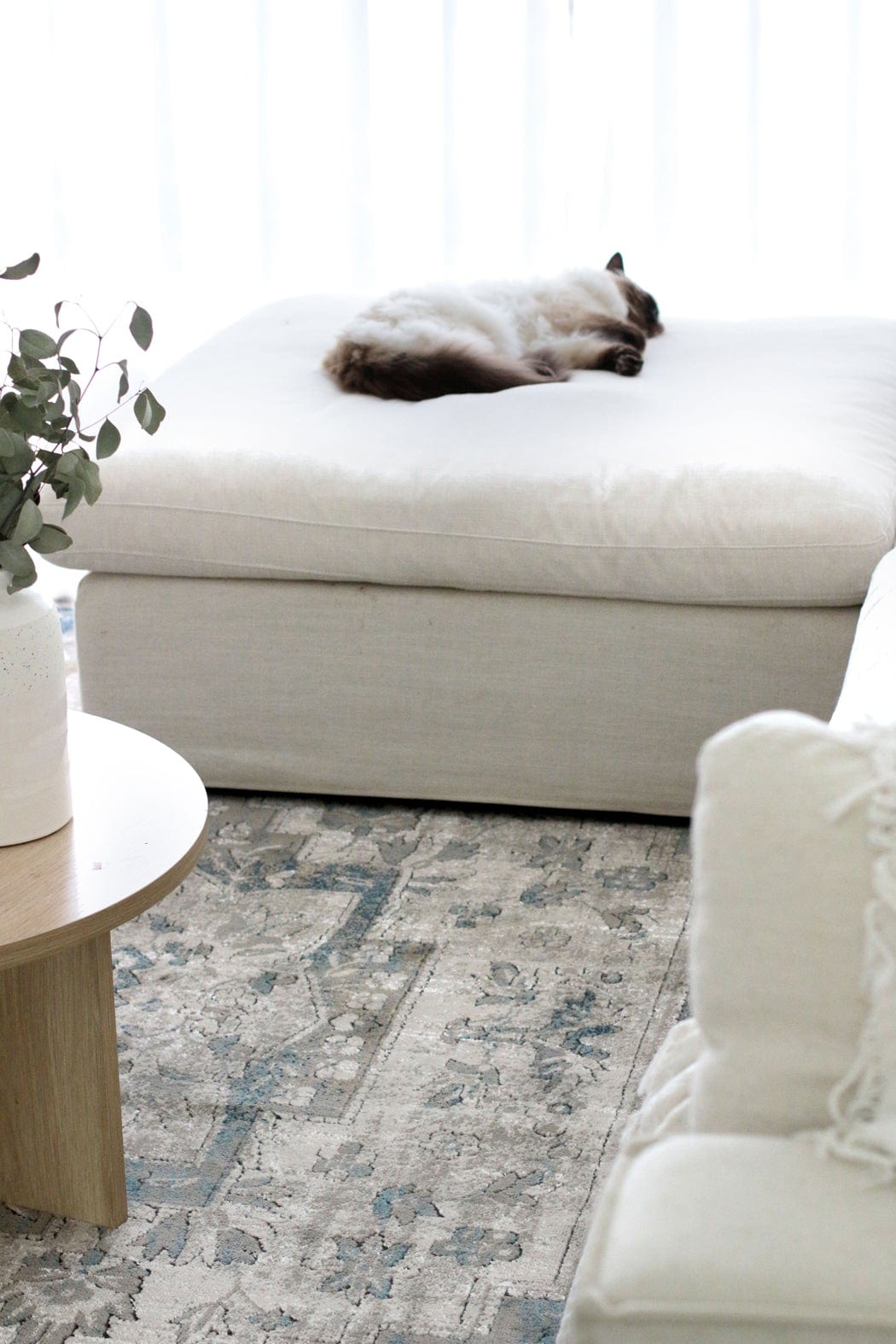 Rhona Blue And Grey Distressed Floral Rug