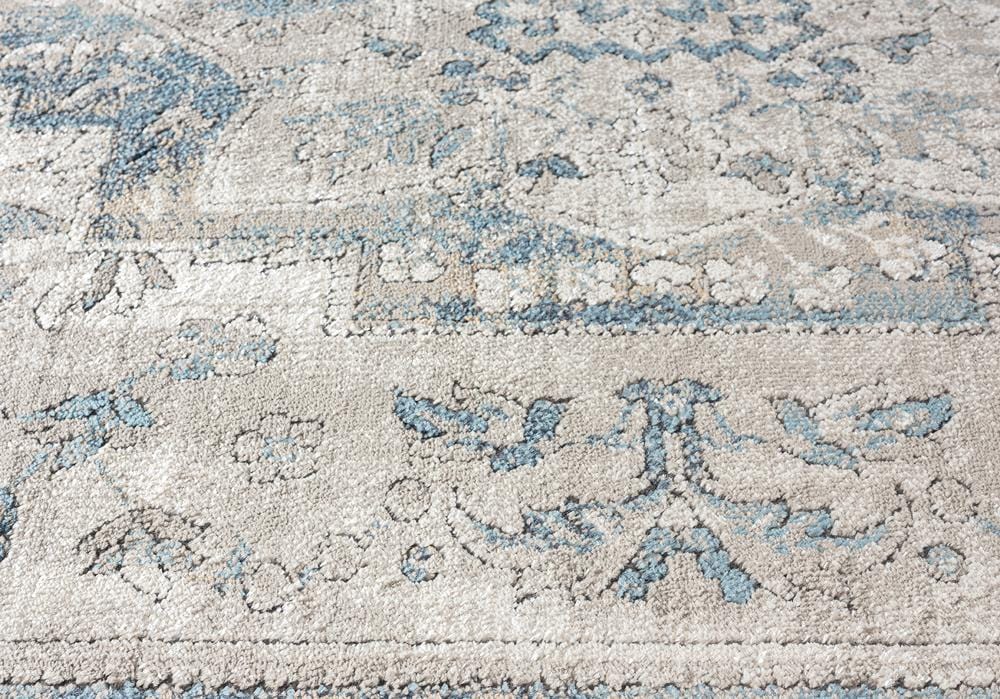 Rhona Blue And Grey Distressed Floral Rug