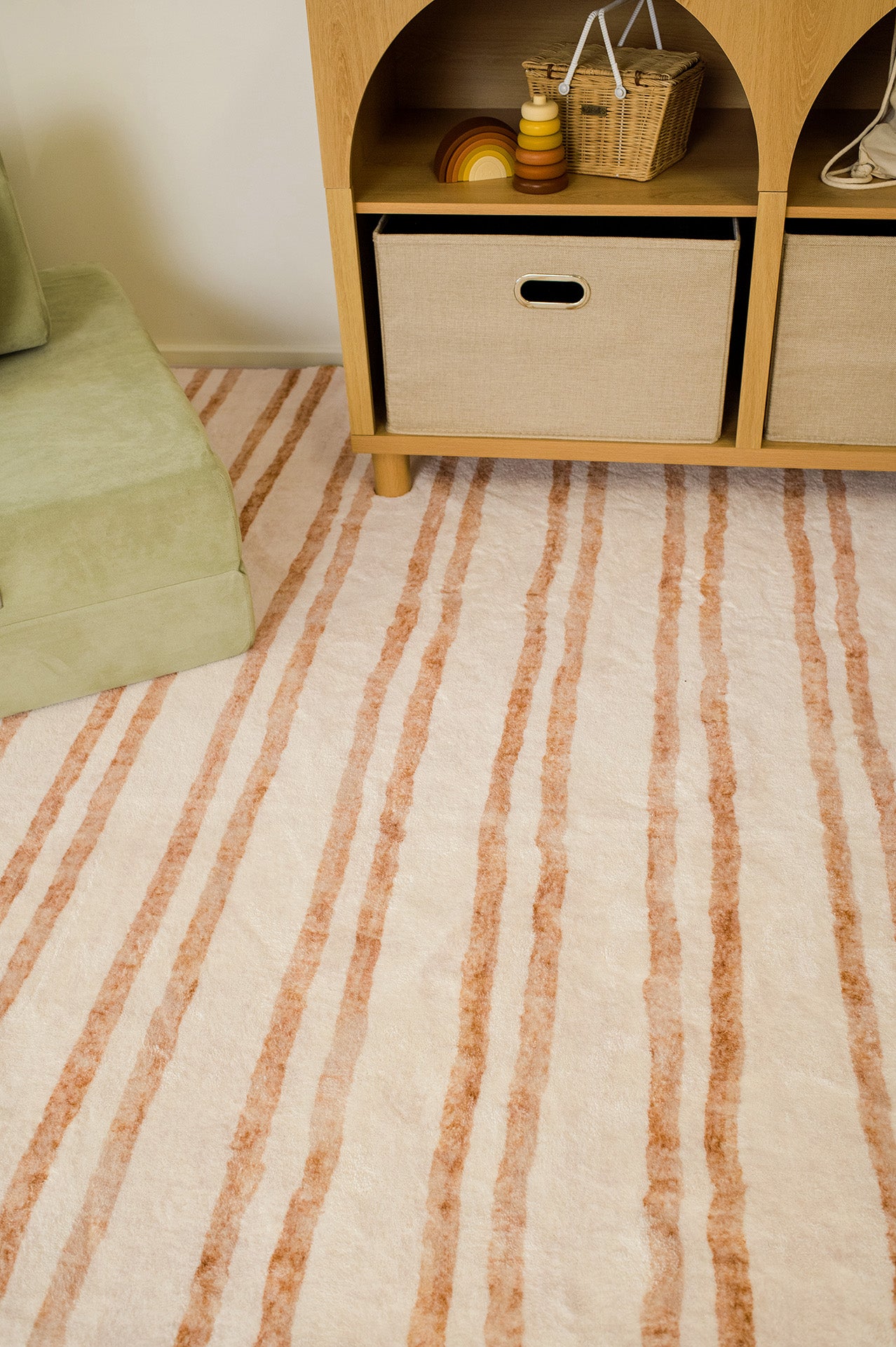 Rhow Neutral Striped Washable Rug
