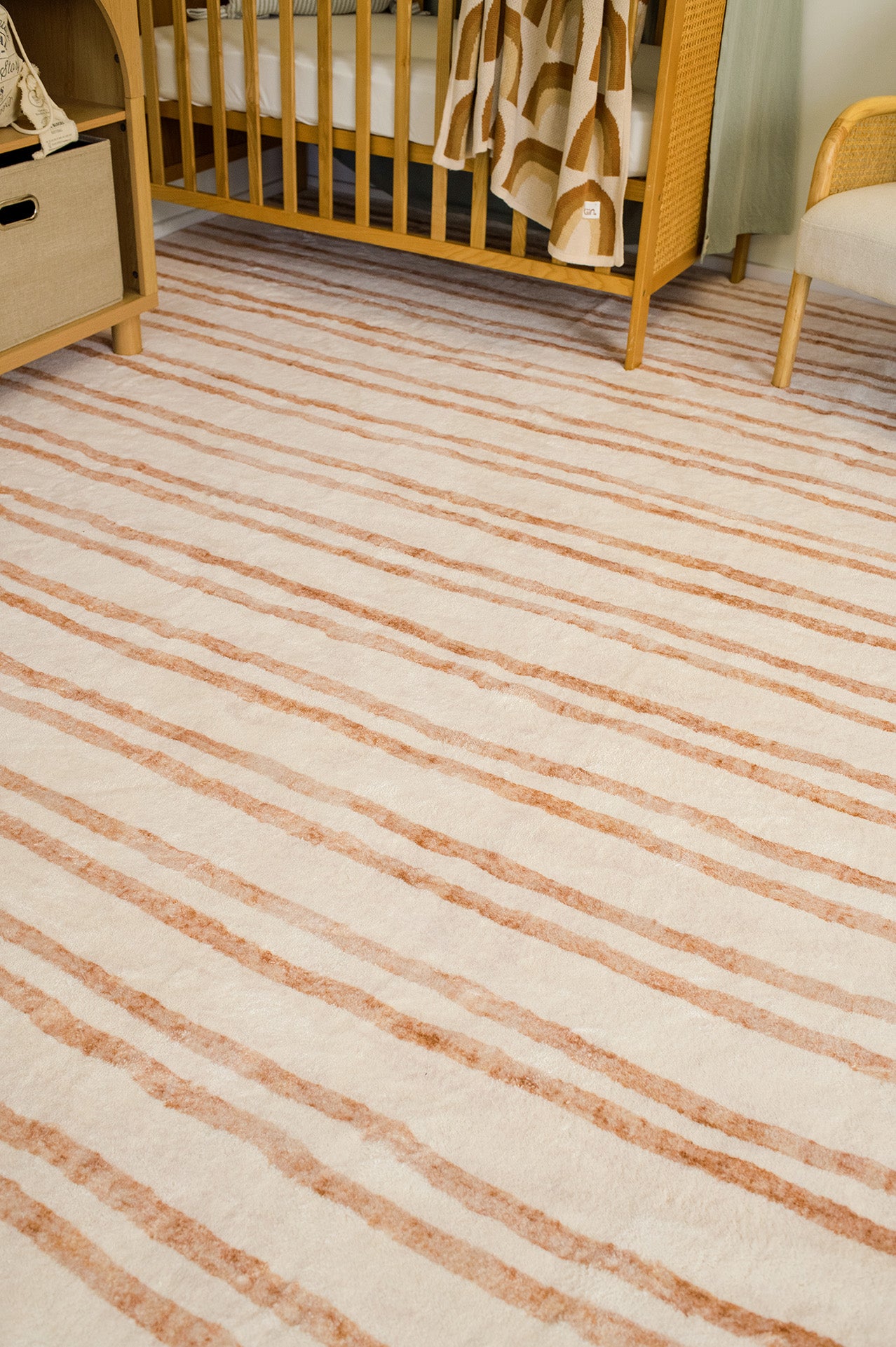 Rhow Neutral Striped Washable Rug