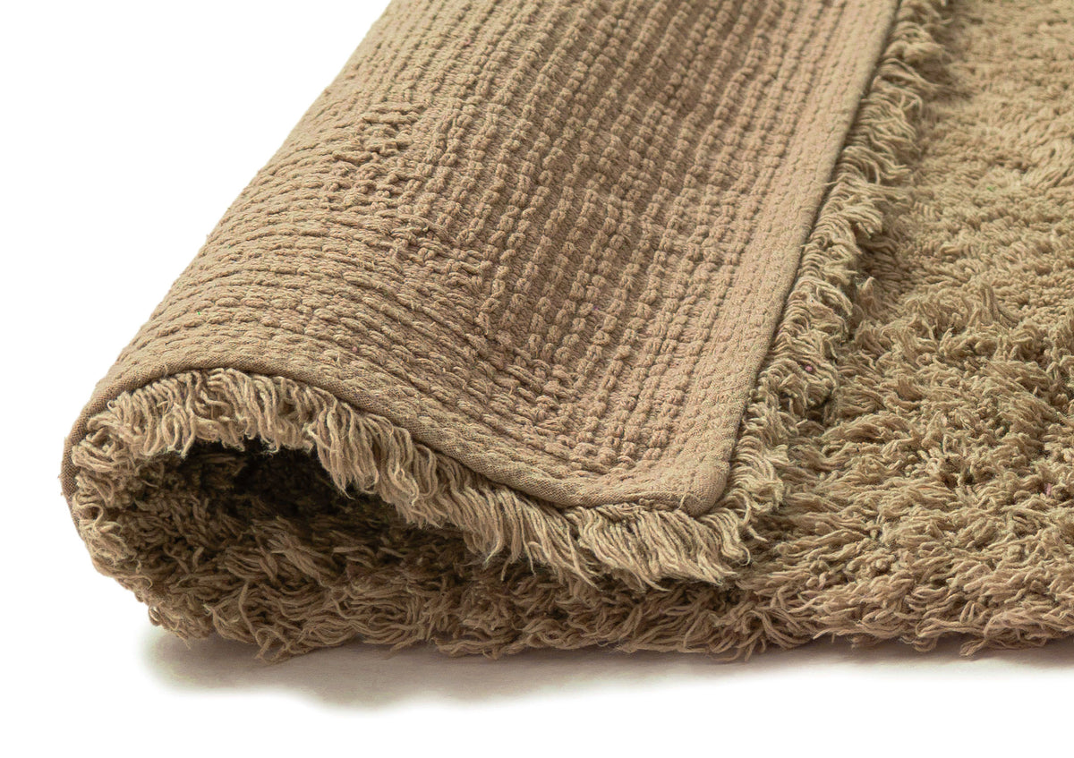 Ricki Beige Shag Border Bath Mat