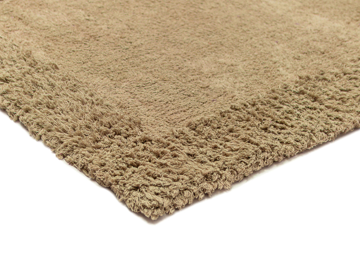 Ricki Beige Shag Border Bath Mat