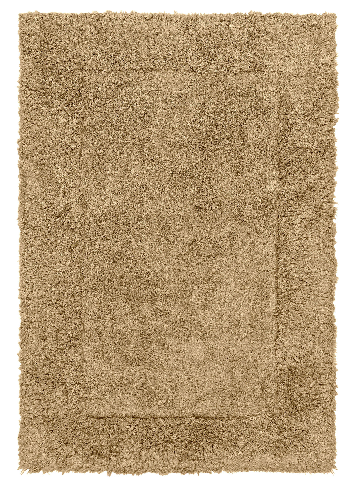 Ricki Beige Shag Border Bath Mat