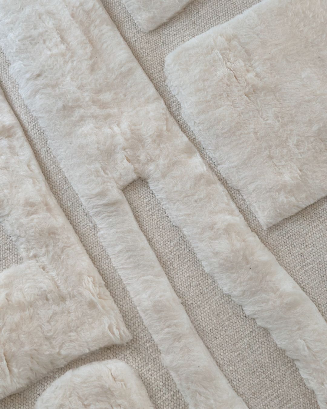 Rolini Ivory Abstract Textured Wool Rug