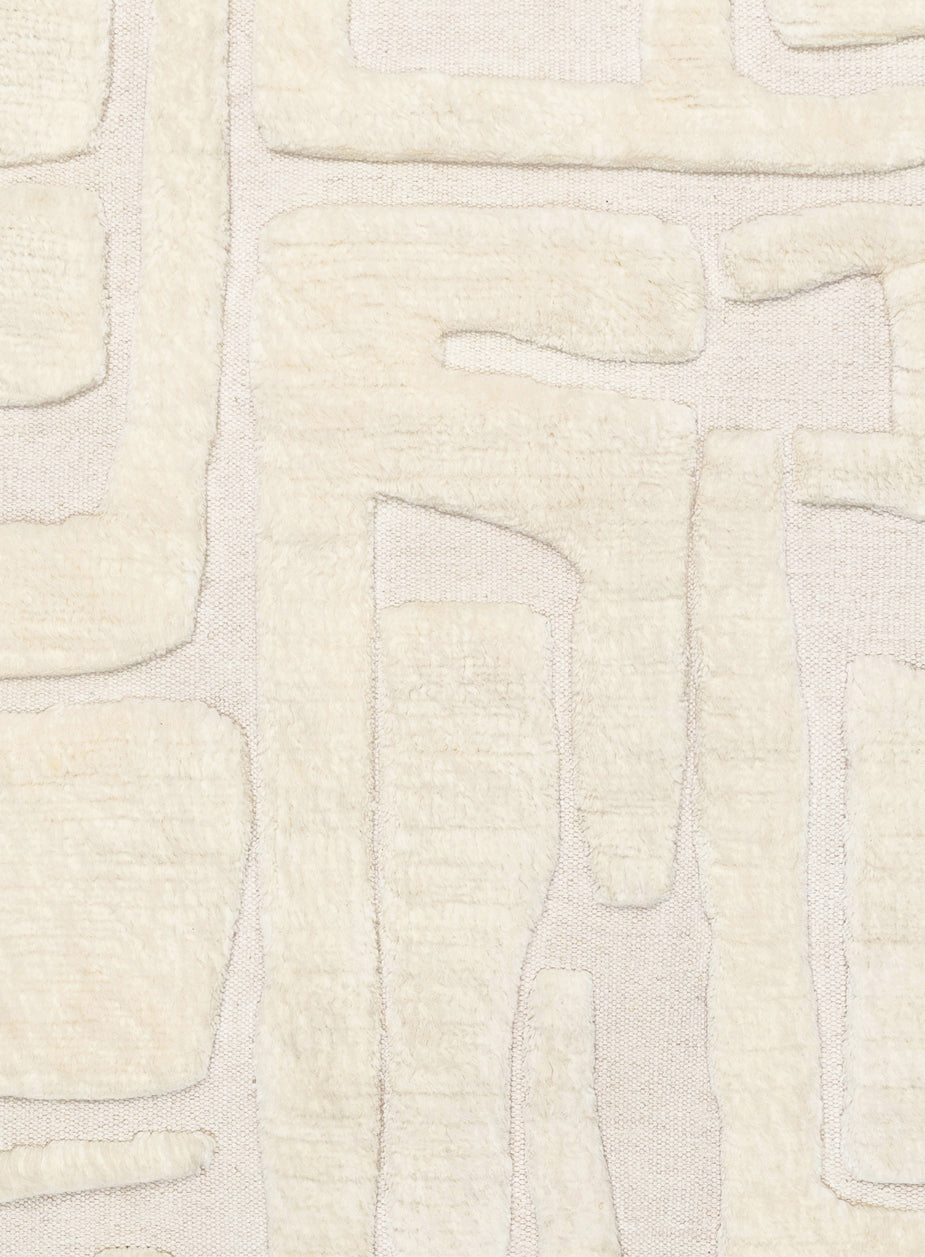 Rolini Ivory Abstract Textured Wool Rug