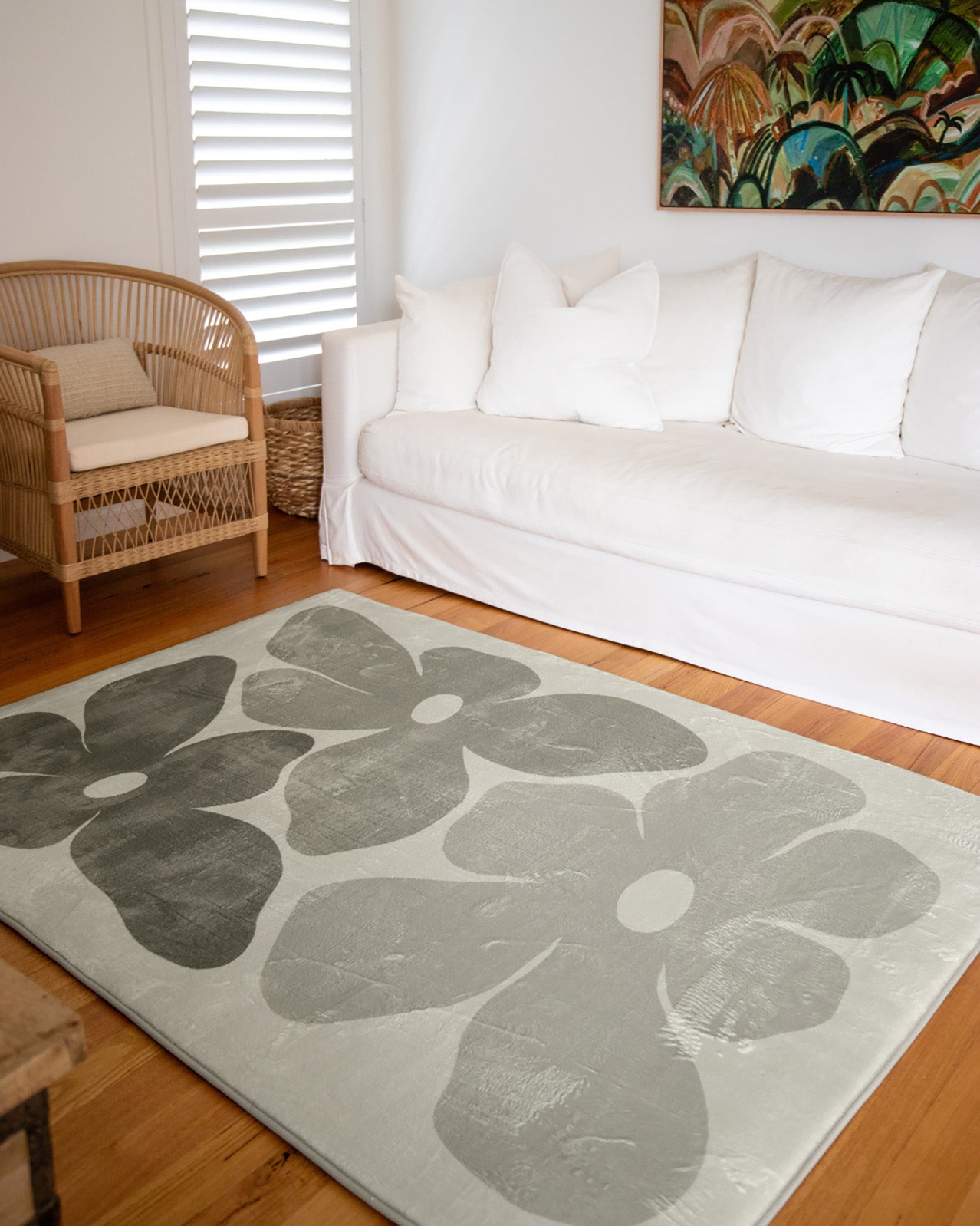 Rory Grey Green Flowers Rollie Pollie Playmat