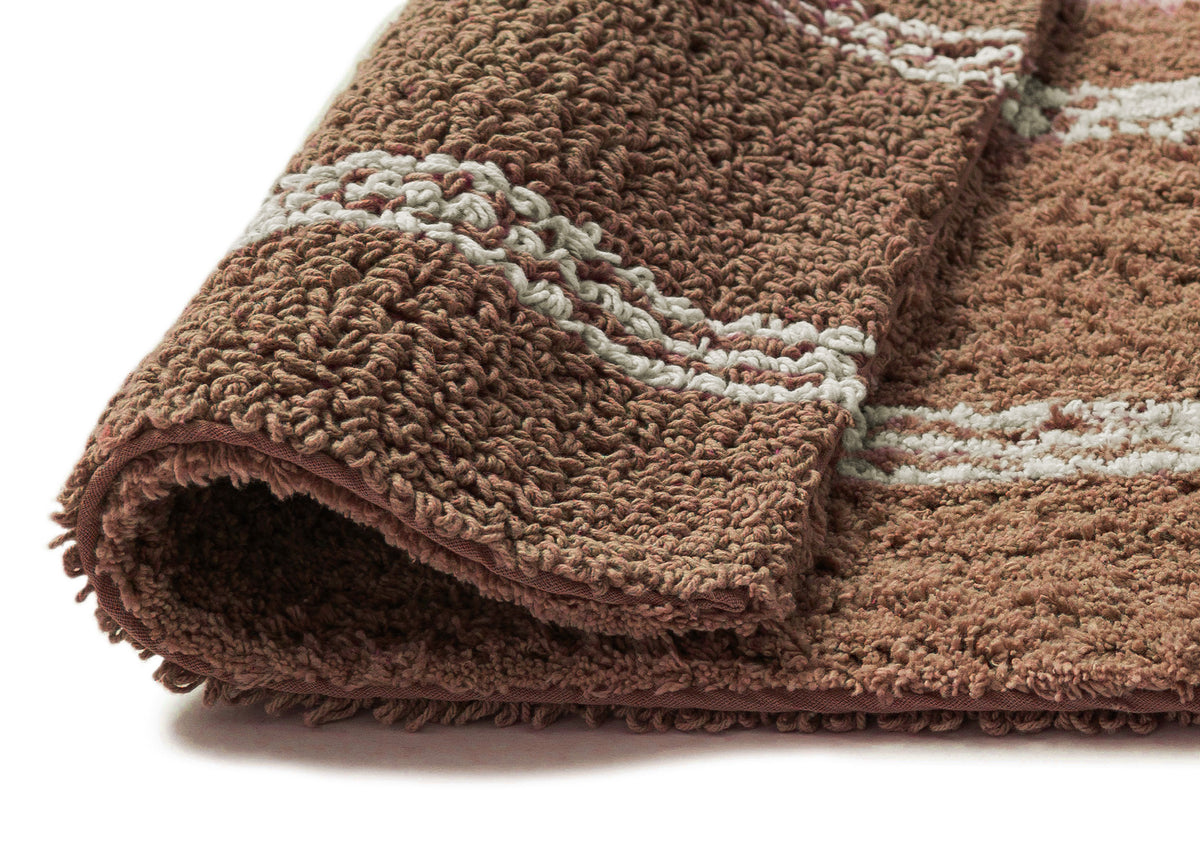 Rosenda Beige and Caramel Stripe Cotton Bath Mat