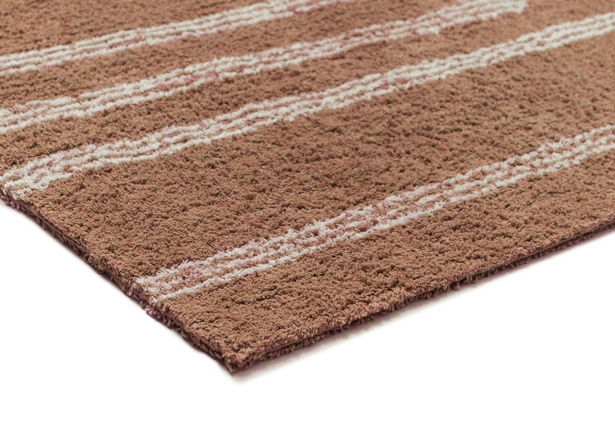 Rosenda Beige and Caramel Stripe Cotton Bath Mat
