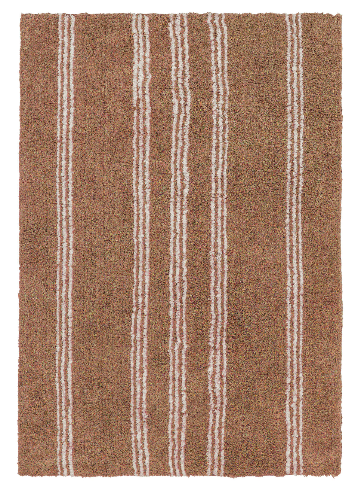 Rosenda Beige and Caramel Stripe Cotton Bath Mat