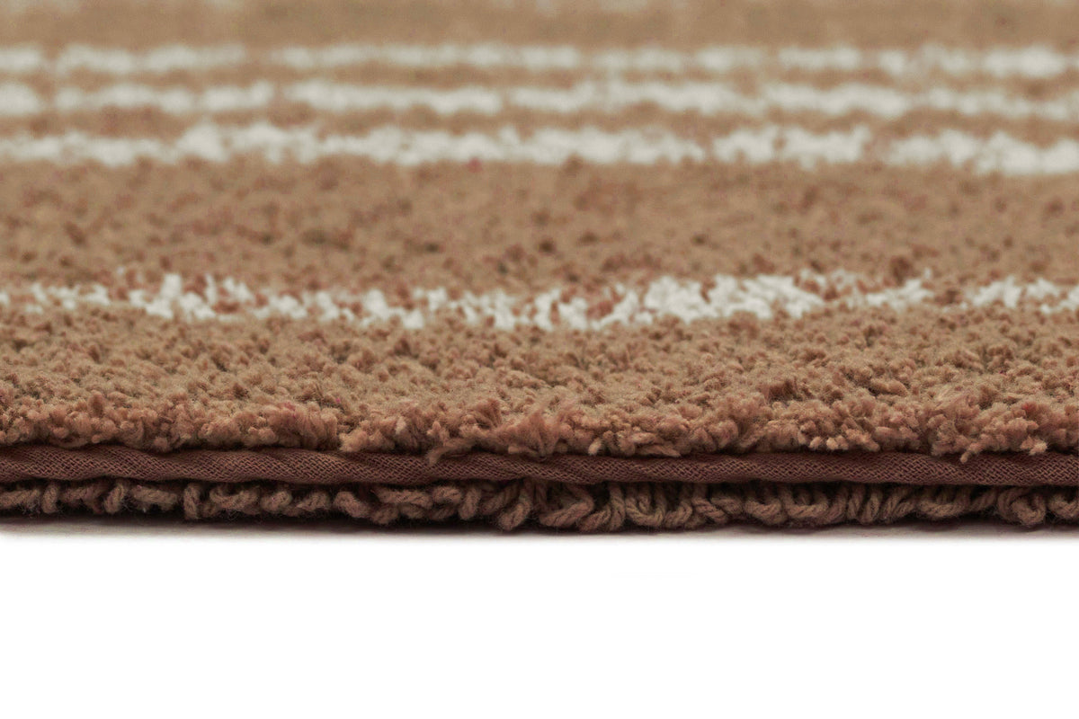 Rosenda Beige and Caramel Stripe Cotton Bath Mat