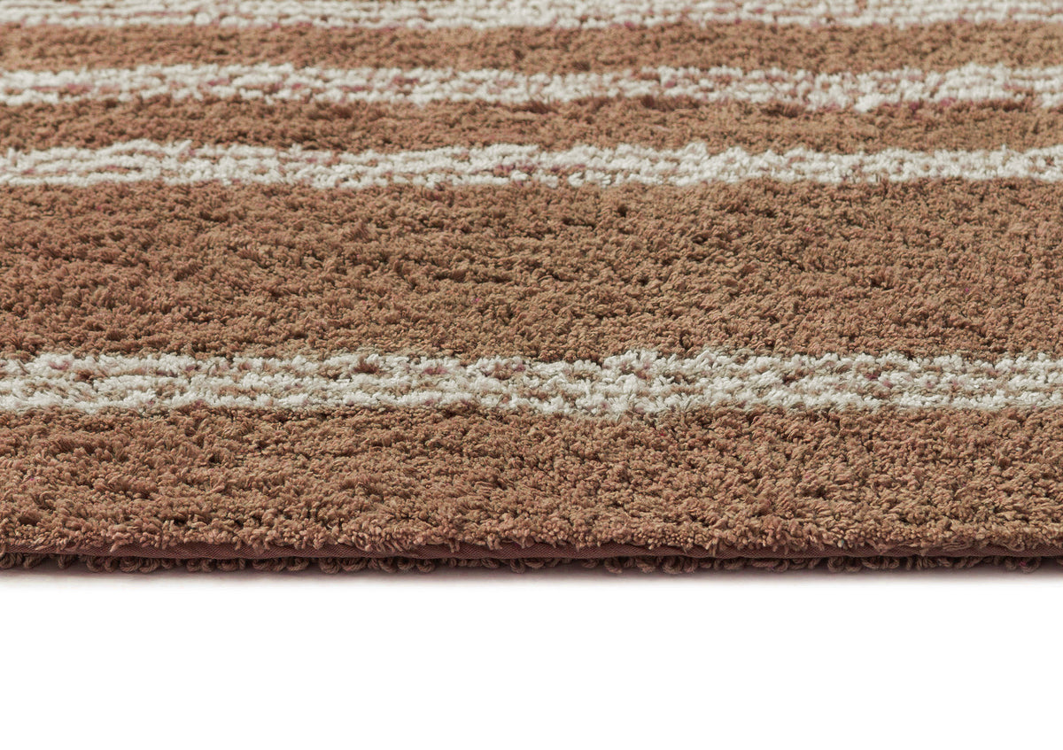 Rosenda Beige and Caramel Stripe Cotton Bath Mat