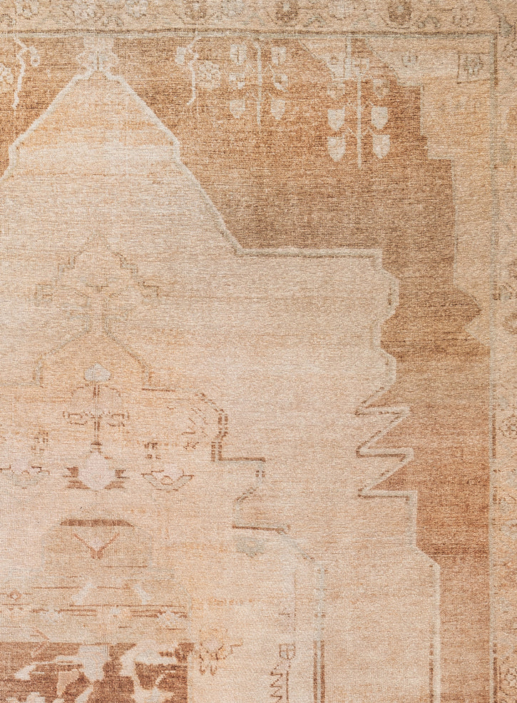 Sabine Cream and Rust Medallion Washable Rug