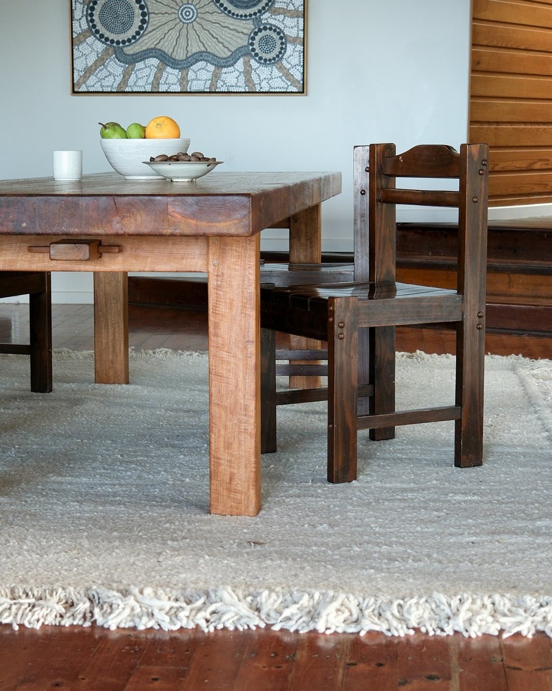 Sancha Cream Handmade Wool Fringe Rug