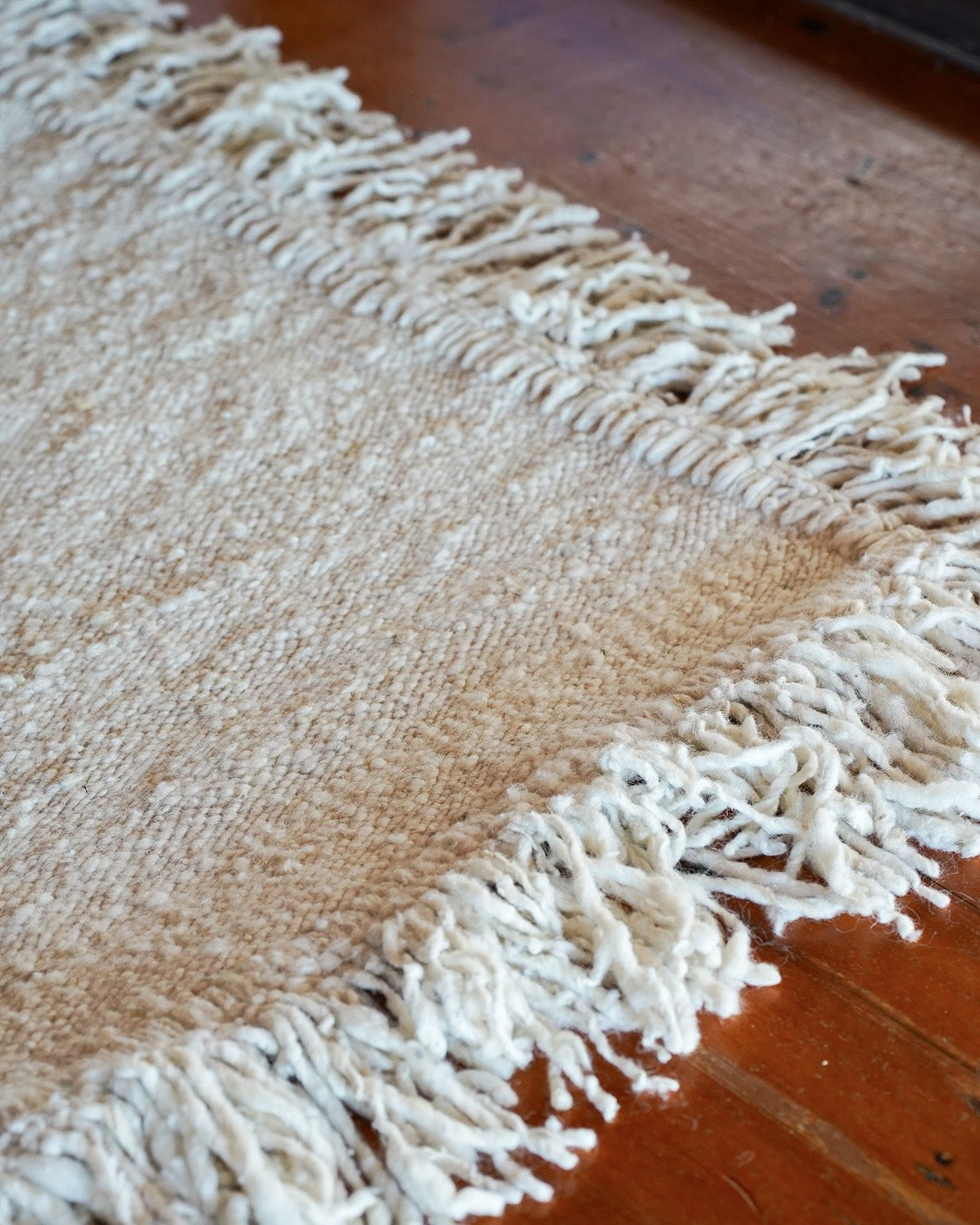 Sancha Cream Handmade Wool Fringe Rug