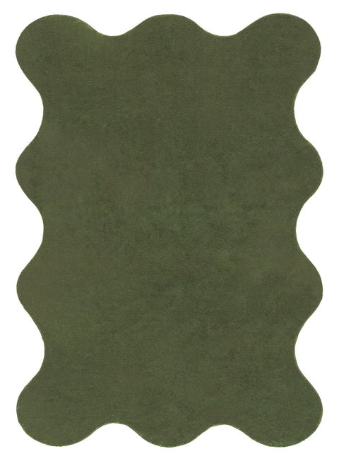 Sandara Olive Scallop Washable Rug