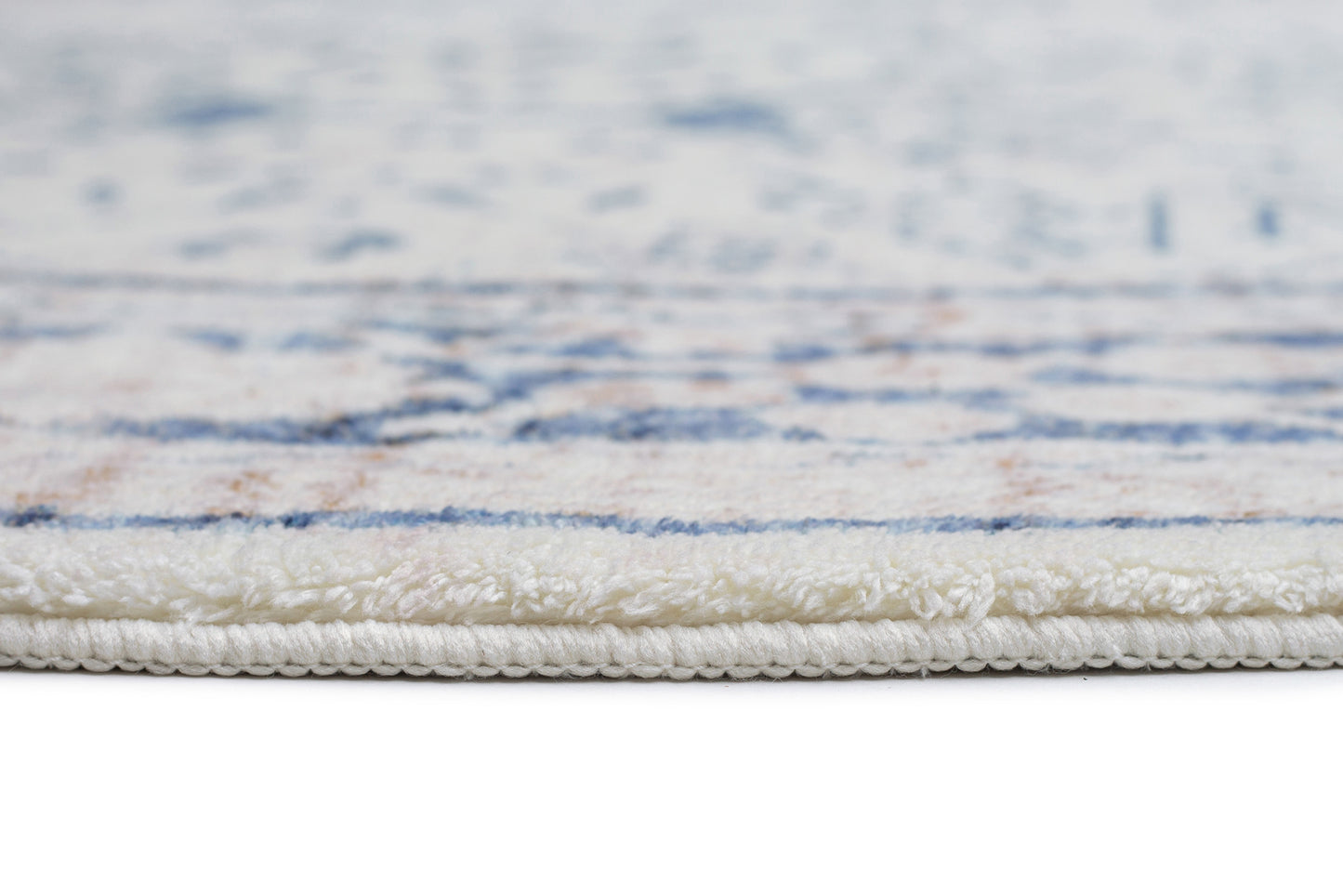 Sarafina Blue and Grey Distressed Washable Round Rug